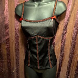 MORBID THREADS Vintage Cami Satin Corset Lace Bows Coquette Babydoll Gothic Med